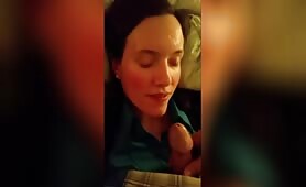 nice milf facial – cum on bed