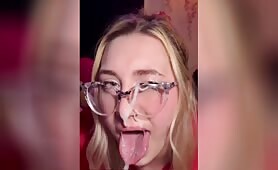 0021 Blonde Shows Off Her Facial And Cum Covered Glasses