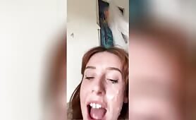 Ditzy Chick gets Faceful Of Cum
